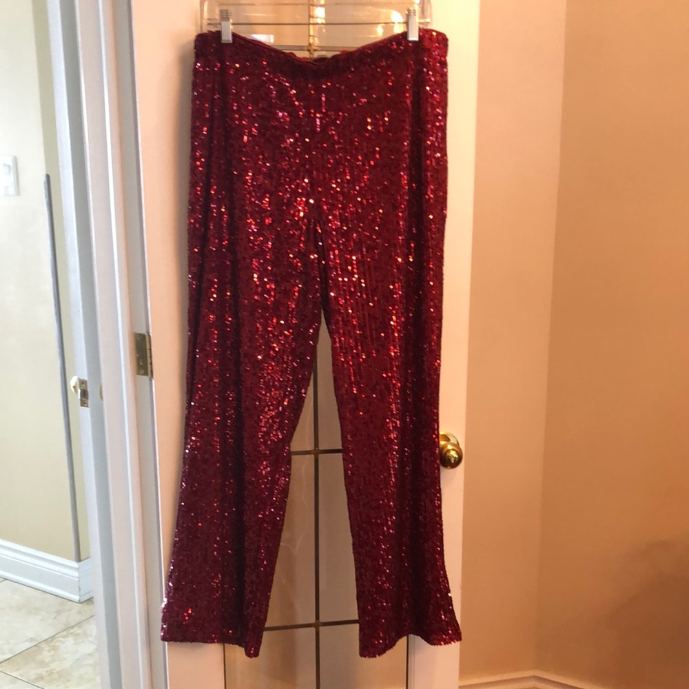 Red Sequin Pants
